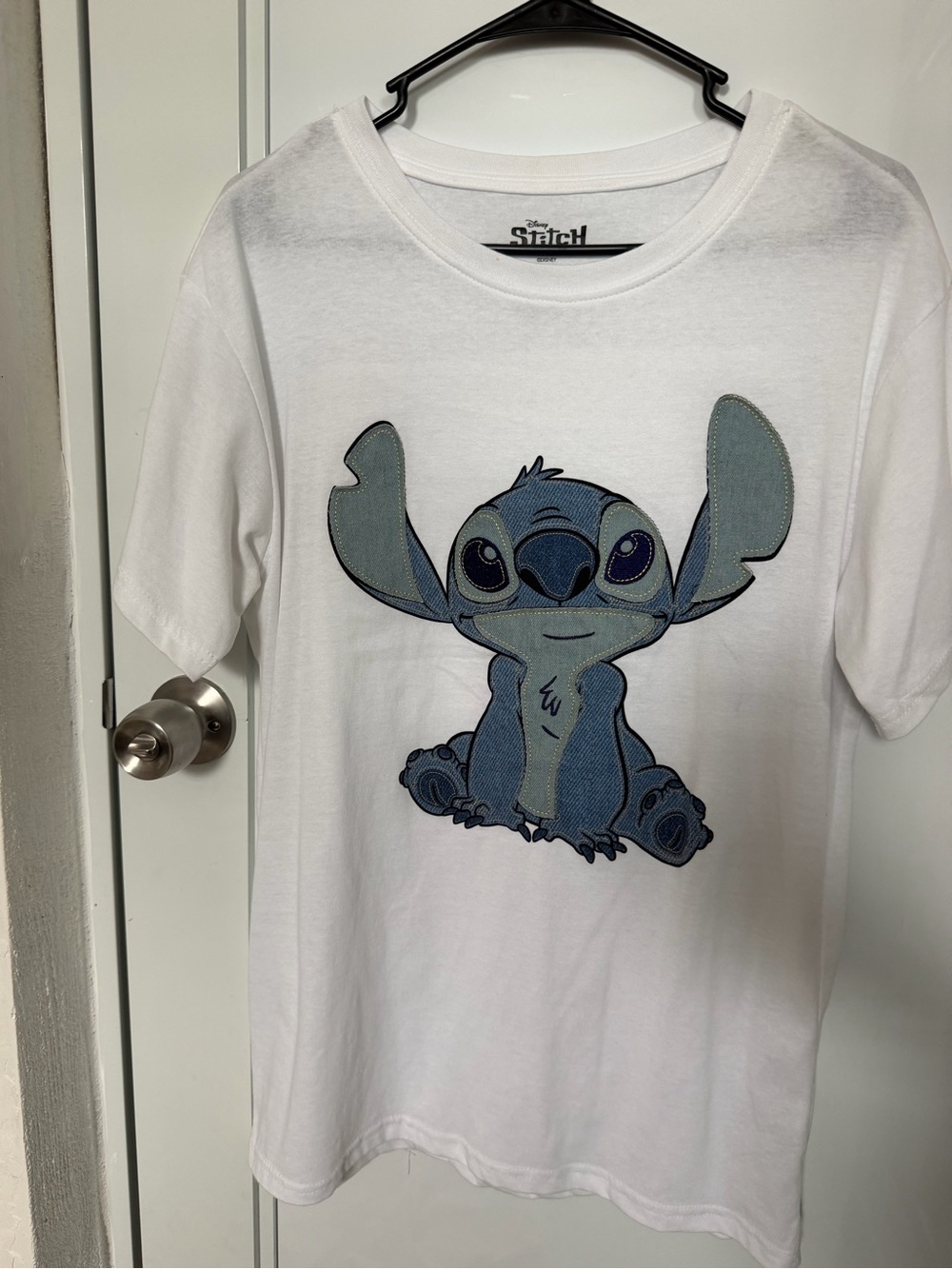 Disney White Kids Tee with Blue Stitch Graphic